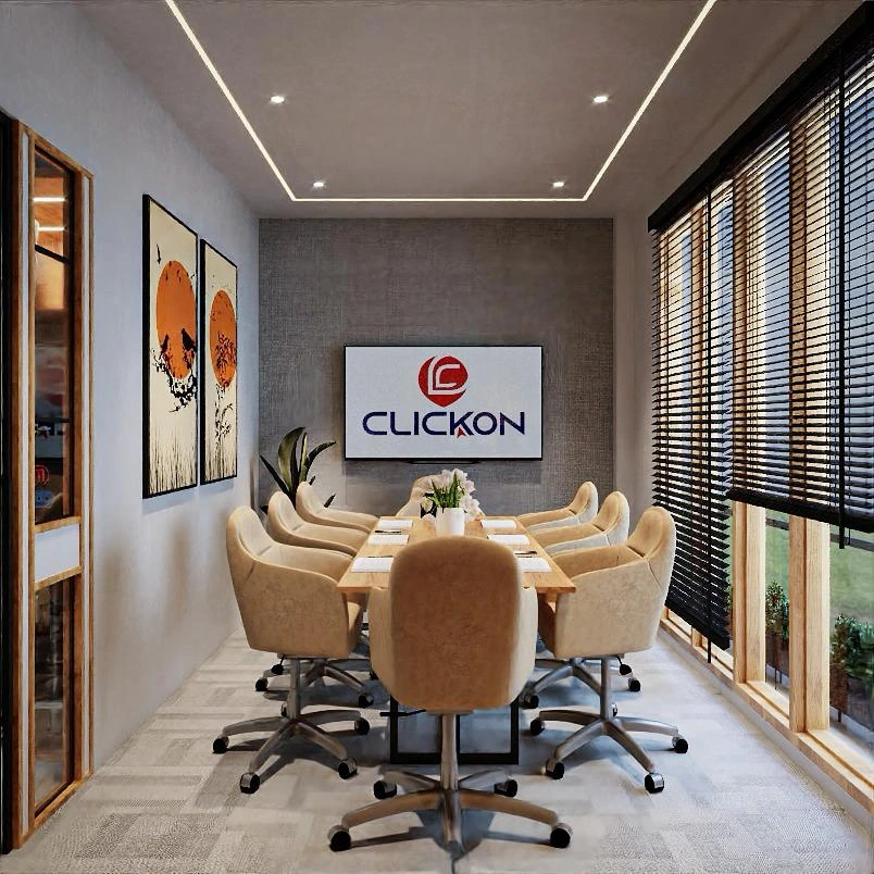 Yellow construction lift at industrial site during sunset